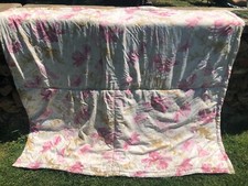 Antique French Shabby Chic Cabbage Roses Hand Stitched Pink Boutis Quilt 1900s