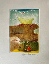 René Carcan gravure originale signée art abstrait artiste Belge surréalisme art