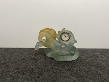 RARE Daum France Pate De Verre Crystal Horse Desk Clock   4 1/2 Inches High