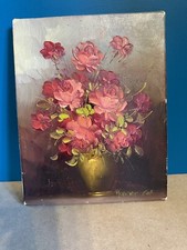 Ancien Tableau Peinture Nature Morte - Fleurs- Robert COX