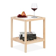 Square side table 2 levels wood and glass H x w x d 50 x 40 x 40 cm for... "