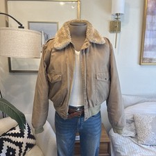 Schott Down Filled Fur Collar B3 Bomber Khaki Flight Jacket