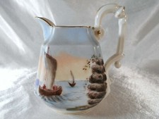 LATE 19TH CENTURY PARIS PORCELAIN MILK JUG / PITCHER "BOATS ON THE SEA"