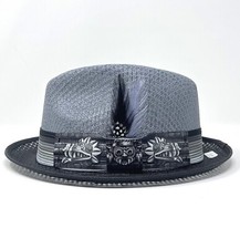 Freddy Negrete Lowrider Fedora Hat Black & Grey Aztec Mens By Summit Hats