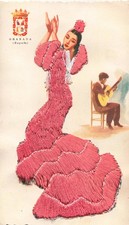 Postcard fantasy embroidered traditional dance spain granada flamenco