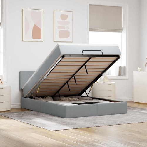 Lit ottoman avec matelas gris