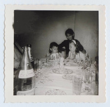 Kids Birthday Meal Candles Blow - Vintage Photo Snapshot