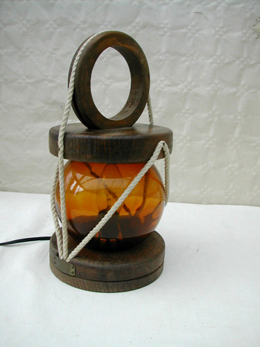Lampe poser bois verre - lampe,