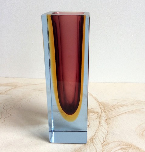 Vase cube sommerso murano par - sommerso,