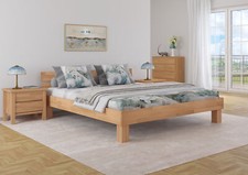 Lit adulte en hêtre naturel 180x200 style moderne, au choix