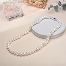 Necklace Real Freshwater Pearl 925 Sterling Silver Choker White Baroque Women