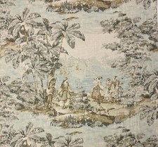 COVINGTON BOSPORUS 197 FLAX BEIGE RENAISSANCE TOILE LINEN FABRIC BY YARD 54"W