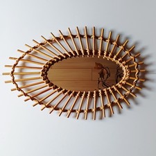 Miroir En Rotin Annees 60's