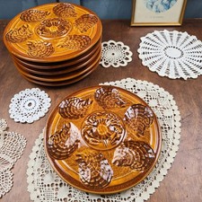 Lot of 6 Vintage Sarreguemines Oyster Plates - Central Crab - Ø24cm