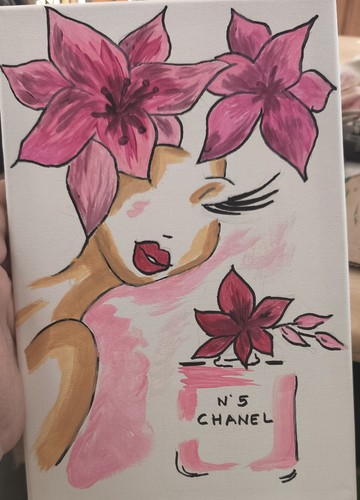 Portrait femme avec - , fleurs