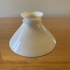 ANCIEN GLOBE POUR LUSTRE SUSPENSION CONIQUE EN OPALINE BLANCHE ART DECO 