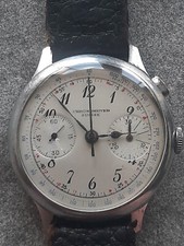 1930s SWISS SINGLE BUTTON CHRONOMETER. VALJOUX 22GH column wheel FIXED HANDLES