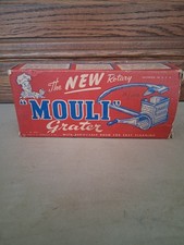 1940's  Unused Original Box Mouli Cheese Grater Rotary Red Wood Handle Display