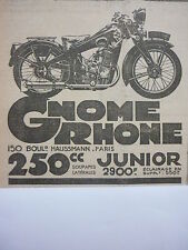 5/1936 PUB GNOME-RHONE MOTO 250 CC JUNIOR ORIGINAL FRENCH AD