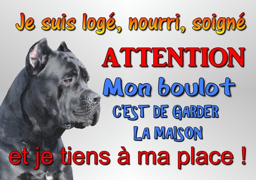 Plaque attention chien cane - plaque,