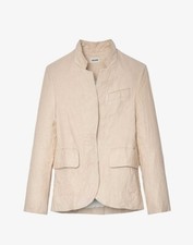 Zadig & Voltaire Verys Crinkle Leather Blazer Jacket In Poudre $748, Sz 36, New