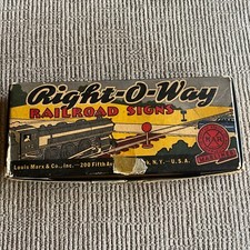 VINTAGE TRAIN RAILROAD ACCESSORY RIGHT O WAY SIGNS SET Antique MiniToys NEW