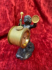 Bronze Putto Drum Clock & Cymbal Music Angelot Eros 19th Century Curiosity