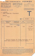 1953 ETS PERNOD A PARIS - M. DARNE A OLETTE   FACTURETTE