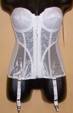 NWT Vintage old stock LADY MARLENE 000986 White CORSET with GARTER BELT Sz- 38 C