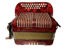 Vintage Hohner Club II B Accordion – Red Pearl, Fully Playable, Classic Button