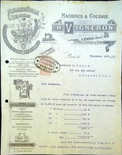 Old invoice H. VIGNERON, sewing machine comic book Sevastopol Paris 1921