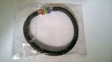GAY Bracelet en cuir tressé noir tressé à fermeture magnétique