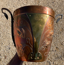 Dinanderie cuivre laiton fer L GUIBART pour WMF Autruche Sécession Jugendstil