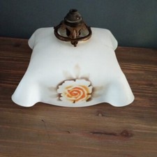 OLD OPALINE KITCHEN LAMPSHADE DECOR FLOWERS AND CLAW