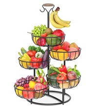 PouHenier.jh 5 Tier Large Fruit Bowl and Vegetable Basket - BLACK