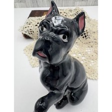 Vintage Porcelain Boston Terrier Bully Dog Figurine 1950s As Is