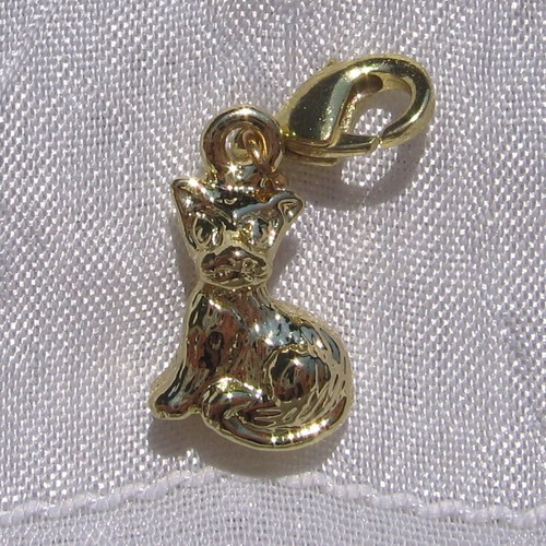Breloque chat doré charm avec - chat,