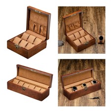 Organisateur de boîte de montre en bois de luxe à 6 fentes avec oreiller de