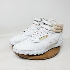 Reebok Freestyle Shoes Womens 8.5 High Top White Leather Sneaker Retro 90s Y2K