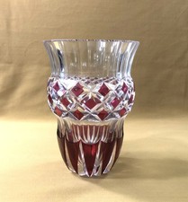 ancien vase ART DECO cristal overlay signé VAL SAINT LAMBERT doublé ROUGE 22,5cm