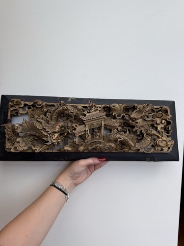 Panneau bois sculpté doré - bois,