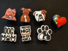 7 Pack Dog Mom w Paw Print Croc Shoe Charm Accessory Seven Piece Collection