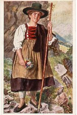 cst 12 1923 TRADITIONAL COSTUME - VIRGIN East Tyrol Austria - FP - VG