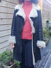 Manteau Hiver peau lainée noir et écru (cuir et fourrure) Ventcouvert