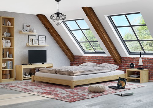 Lit double pin naturel - , 160x200