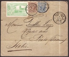 Netherlands, 1897 cover to Italy with nice Dordrecht cinderella  -HA64