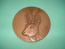 MÉDAILLE Bronze CHASSE CHEVREUIL Signée Réthoré