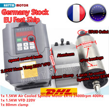 「FR」1.5KW ER16 Air cooled Spindle Motor 220V VFD Inverter 80mm Clamp CNC Milling
