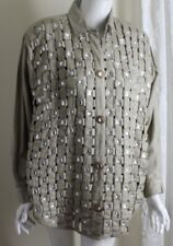 SO COOL Yak Magik Sz M Glam Basketweave Rhinestone Shirt Jacket Fun 80s 90s Vtg