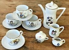 VINTAGE PORCELAIN DINETTE COFFEE SET DECOR KIDS SHEPHERDESS DOG BUTTERFLY